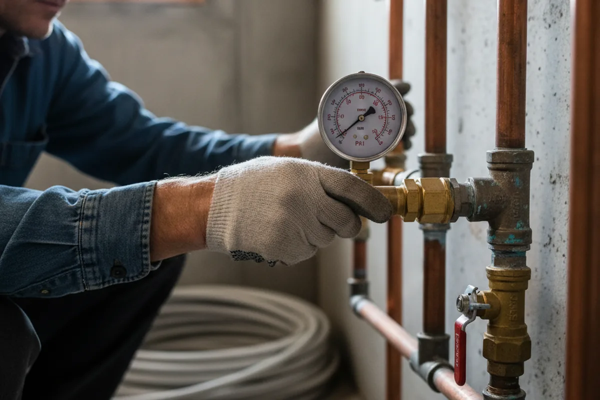 Pressure testing a repaired line during Water Line Repair in Champlain